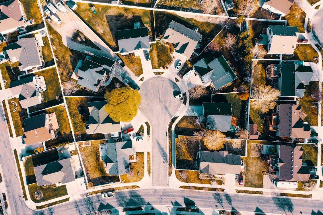 aerial view showing how neighborhood quality affects home value