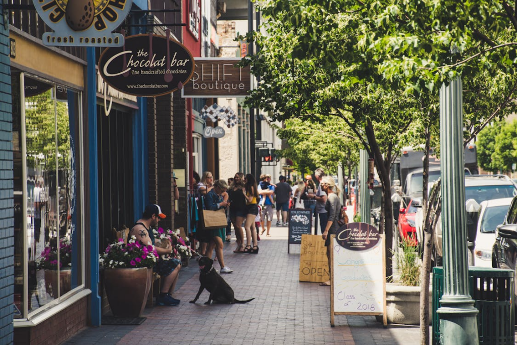 walkable neighborhood with shops and sidewalks showing how walkability affects property value